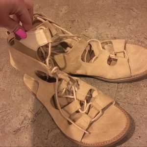 Tan Seude Lace Up Sandal